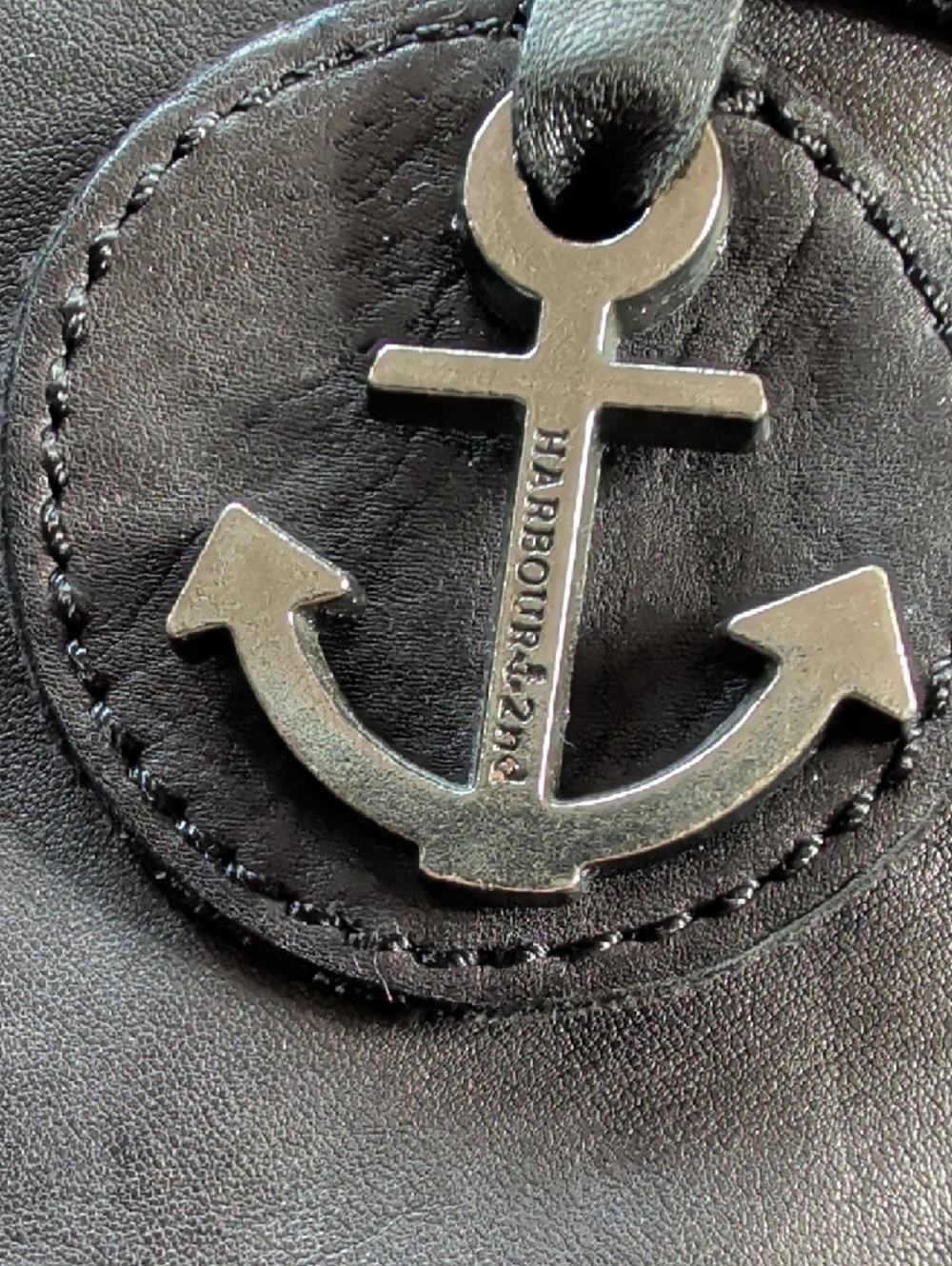 Black Studded Leather Tote with Anchor Accent - Picture 2 of 7